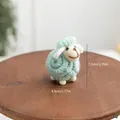 Handmade mint green wool felt sheep figurine, Nordic style mini desktop ornament, 7.5cm tall - Mini / Cyan