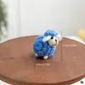 Handmade blue wool felt sheep figurine ornament for Nordic style desktop decoration - Mini / Blue