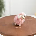 Pink handmade wool felt sheep figurine miniature for Nordic style desktop decoration - Mini / Pink