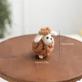 Handmade brown wool felt sheep figurine, mini Nordic Christmas desktop ornament, 7.5cm high - Mini / Tan