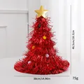 Roter Weihnachtsbaum Hut aus Lametta Kopfschmuck Dekoration mit 46,5 cm Höhenangabe - Weihnachtsbaum-Stil (23SDM01) / Rot