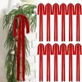 Set of red velvet Christmas bows hanging for festive tree and home decoration. - 6 Pieces / Pack / Red