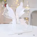 Elegant white sequined fabric butterfly ornament for Christmas tree decor, 22cm size - 22*20cm / White