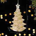 Clear acrylic Christmas tree ornament with gold glitter ice crystal pendant 10cm - Crystal Christmas Tree
