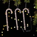 Set of three transparent acrylic beaded candy cane Christmas tree hanging ornaments - Crystal Candy Cane