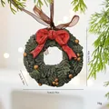 Retro resin Christmas wreath ornament with red bow, showing 7cm dimensions and 70g weight - Bow Combination