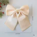 Champagne velvet Christmas bow tree topper decoration, 25x25cm festive SKU view. - 25cm / Off White