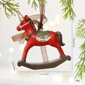 Vintage red resin rocking horse unicorn Christmas tree ornament decoration 8cm - Red Unicorn