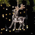Transparent acrylic Christmas reindeer ornament with glitter antlers and dimensions - Crystal Reindeer