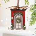 Vintage resin Christmas door ornament with wreath and snow detail, 80g weight, 8cm tall - Christmas Porch