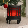 Lanterna da camino a fiamma LED nera con indicazioni precise delle dimensioni di 30 cm - Tipo a Doppia Alimentazione USB/Batteria / Camino-Base Rotonda con Piedi (Nero)