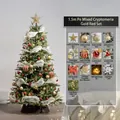 Árbol de Navidad PE mixto 1,5m con adornos oro rojo y tira de luces LED 10m - Juego Dorado y Rojo (Sin Valla) / 1,5m