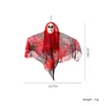 Halloween hanging skull ghost decoration in red and black tattered mesh fabric, 40x35cm size - Tie-Dye Small Hanging Ghost Red