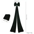 Extra large dark green velvet Christmas bow decoration with 200cm long streamers - Dark Green Velvet / 40x200cm