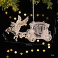 Elegant clear acrylic Pegasus carriage Christmas tree ornament with silver glitter accents. - Pegasus Carriage