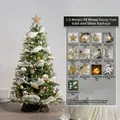 Árbol de Navidad mixto PE/PVC de 1,5 m con adornos oro y plata y luces LED - Juego Dorado y Plateado (Sin Valla) / 1,5m