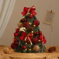 Mini albero di Natale decorativo da 40 cm con fiocchi rossi e calde luci a LED - Set Abete Nobile Casa Rossa