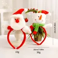 Plüsch-Weihnachtshaarreifen mit Weihnachtsmann und Schneemann für festliche Outfits und Geschenke. - Stirnband / Weihnachtsmann + Schneemann