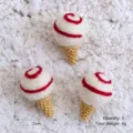 Handgemachte Mini-Eistüten aus Wollfilz für DIY-Weihnachtsbaum-Dekoration 3 Stück - Eiscreme / 3er Pack / Rot Weißer Ring