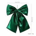Giant emerald green metallic fabric Christmas bow decoration for trees and windows 70x80cm - Shiny Style / 70x80cm / Green