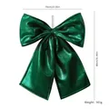 Large metallic green Christmas bow wall hanging ornament, 70x80cm festive tree decoration. - 80cm / Green Shiny