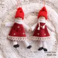2er-Set handgefertigte Weihnachtspuppen-Ornamente mit roten Mützen und Schals - Long-Legged Doll in Red / 2er Pack / Rot