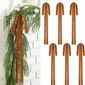 Elegant set of 6 copper velvet Christmas bows for holiday tree or mantel decor hanging - Tan