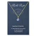 Blauwe glazen boze oog kraal hanger ketting aan gouden ketting met symbolische kaart - Gouden Ketting