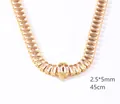18K gold plated tennis chain necklace with 2.5*5mm rectangular crystals, 45cm length - White Rhinestone Hook Style / 45cm / Gold