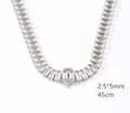 Premium 18k white gold plated necklace with 2.5x5mm baguette stones 45cm length. - White Rhinestone Hook Style / 45cm / Silver