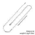 Silver plated stainless steel paperclip chain necklace for DIY jewelry and pendant matching - Paperclip Chain (P00013-32) / 45+5cm / Silver
