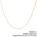 18k gold plated adjustable box chain necklace for DIY jewelry, 40+5cm length, 2.8g - Box Chain Only (Without Pendant) / 0.12 (40+5cm) / Gold