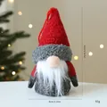 Red and grey Christmas gnome plush ornament showing dimensions 14cm height and 8cm width - 1 Piece / Grey