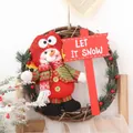 Festive Christmas vine wreath featuring a cute snowman and Let It Snow sign decoration - Snowman Holding Sign