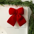 Large burgundy velvet bow Christmas ornament decoration for festive window display - Small (15cm) / Red