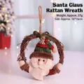 Handmade Christmas Santa Claus rattan wreath hanging ornament for festive home decor - Small Santa