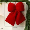 Large wine red velvet Christmas bow hanging decoration 38cm x 38cm product dimensions - Large (38cm) / Red