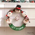 Handcrafted 38cm Christmas rattan wreath with snowman figurines and snowflakes - Snowman Snowflake Tag