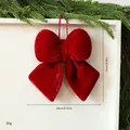 Wine red velvet bow Christmas ornament with dimensions 14x15cm and 30g weight. - S / Burgundy