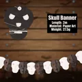 Halloween schedel slinger met zwart-witte papieren doodskoppen, 2 meter lang - Schedel Stijl / 2 meter lang