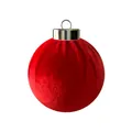 Rote Samt-Weihnachtskugel-Dekoration mit silberner Aufhängung oben - 6cm Größe / Rot