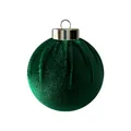 Eleganter dunkelgrüner Samt-Weihnachtskugel-Anhänger mit einer klassischen Silberkappe - 6cm Größe / Dunkelgrün
