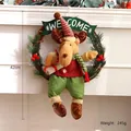 Christmas reindeer vine wreath hanging decoration, 42cm diameter - Green Dangling Leg Reindeer