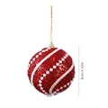 Red glitter Christmas ball ornament 8cm featuring elegant white pearl spiral details - Single Piece / 8cm Red Spiral