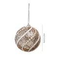 Elegant 8cm champagne gold Christmas ball ornament with glitter and pearl swirl accents - Single Piece / 8cm Champagne Gold Spiral