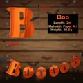 Halloween orange metallic 'Boo' letter banner party decoration, paper material, 2m long. - BOO Letter Style