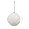 8cm White Christmas foam ball ornament with pearls and glitter for holiday tree - Single Piece / 8cm White Spiral