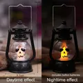 Halloween LED lantern with ghost face electronic candle, black vintage style lamp - Ghost Skull Portable Lantern / 16x5.7cm