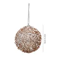Elegant 8cm champagne sequin Christmas ball ornament with white pearls and silver cap - Single Piece / 8cm Champagne Gold Sequin