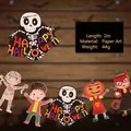 Halloween cartoon skeleton and pumpkin paper banner 2m party decoration for indoor home use - Skeleton Banner Style